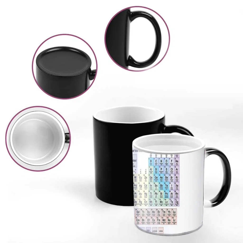 Periodic Table with all 118 Heat Sensitive Color Changing Mug 11OZ Ceramic Coffee Cup Magic Cup Heat Changing Coffee Mug