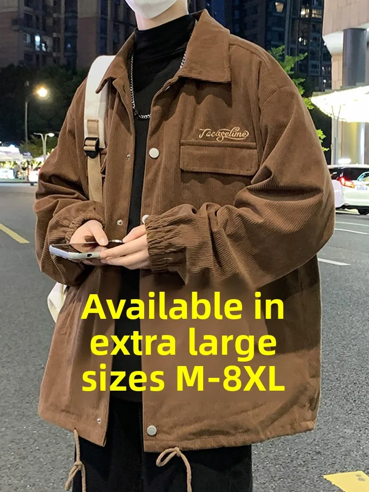 

Men's Corduroy Jaet Thiened Fce Lined Large Size Autumn Winter Faion Outerwear Youth Sle Polyester Fabric Long Sve
