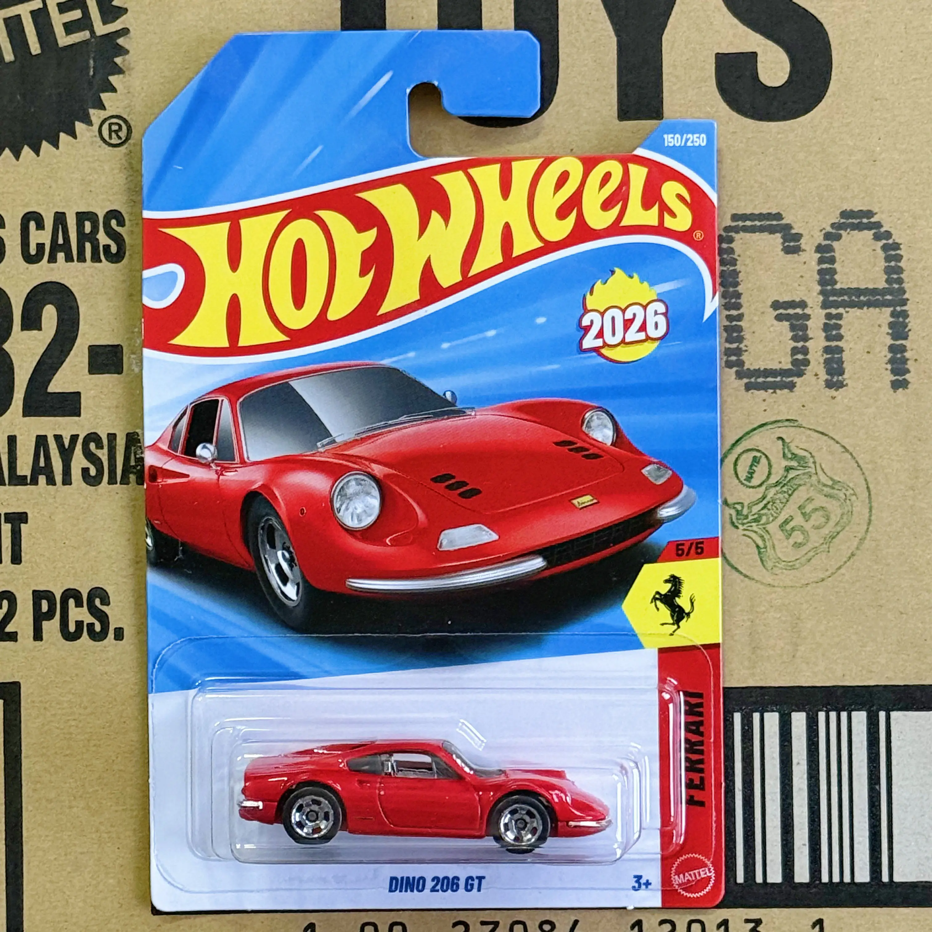 Coches de juguete Hot Wheels para niños 150 2026G HOTWHEELS DINO 206 GT Ferrari 206 Regalos navideños para niños