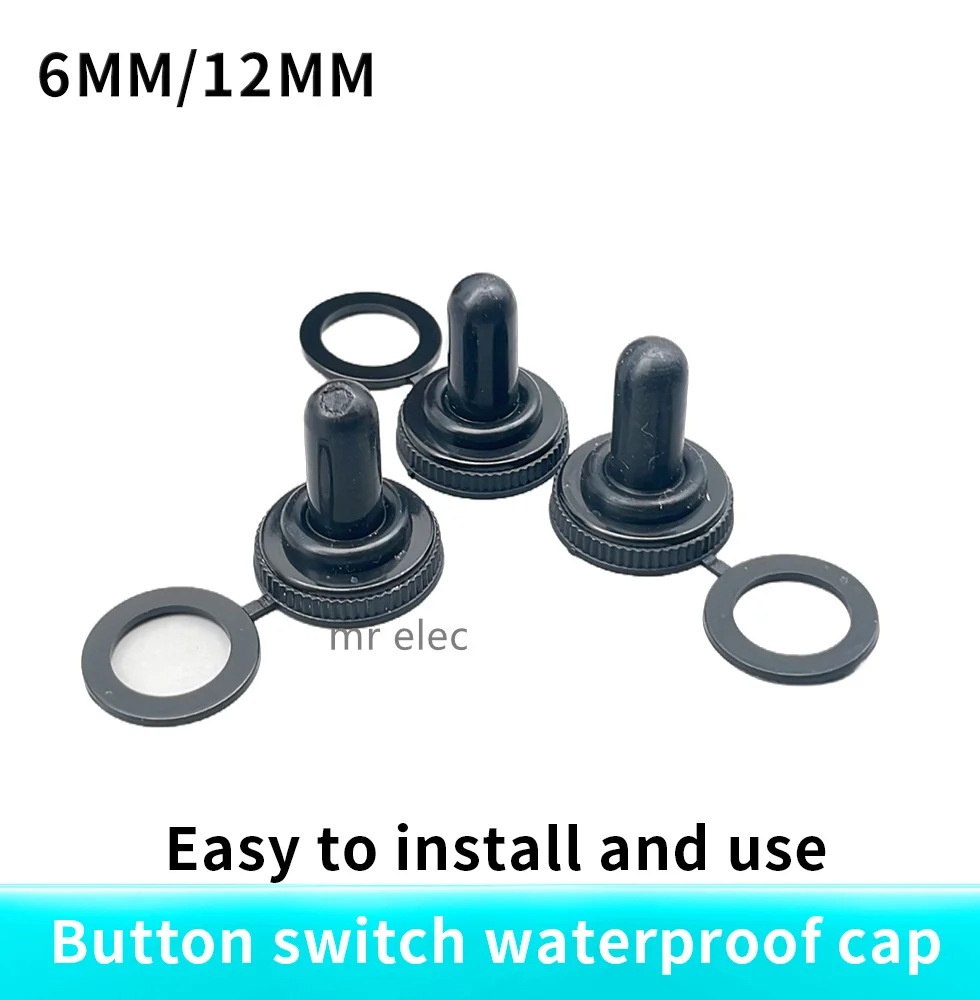 A13 10pcs/lot  Toggle Switch Waterproof Rubber Resistance Cover Cap Boot Black  Switch Knob Cap Waterproof Boot Cover  12mm