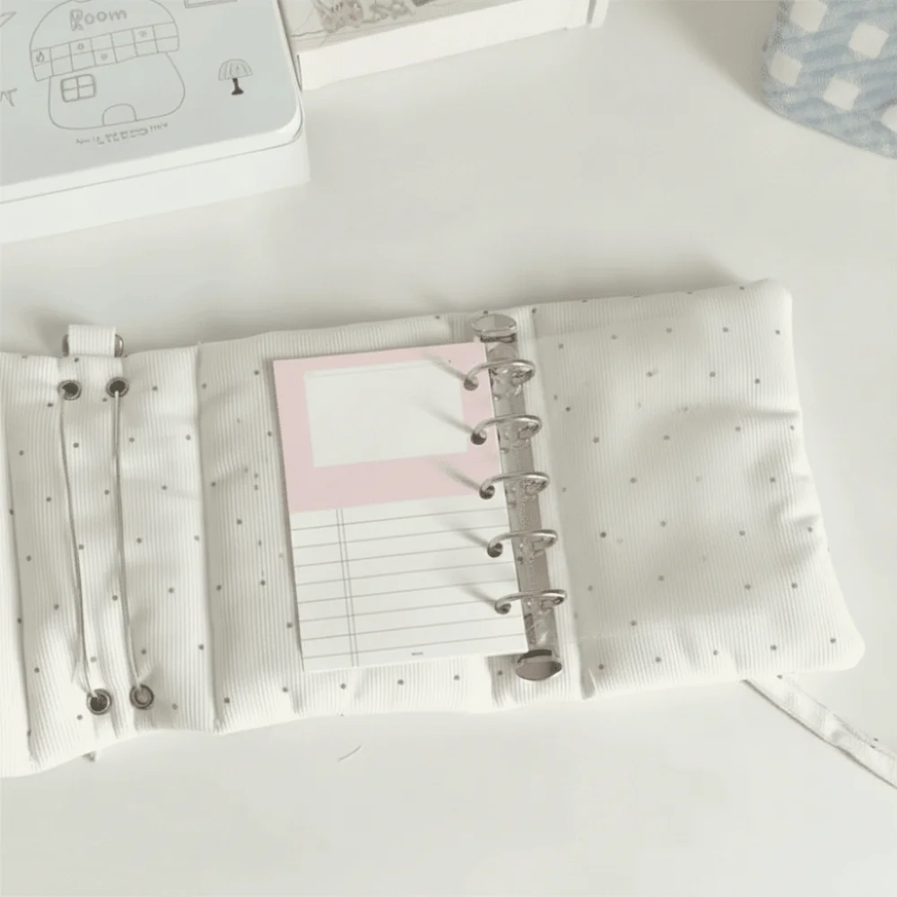 Mini Libreta de Bolsillo M5, Libreta de Notas con Diseño de Puntos, 3 Pliegues, Sin Páginas Interiores, Ventana Transparente, Correa, Planificador de Notas