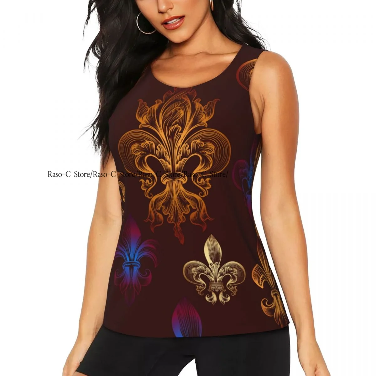 Women Fitness Sexy Yoga Vest Heraldic Fleur De Lis Gym Sports Top Tank Female