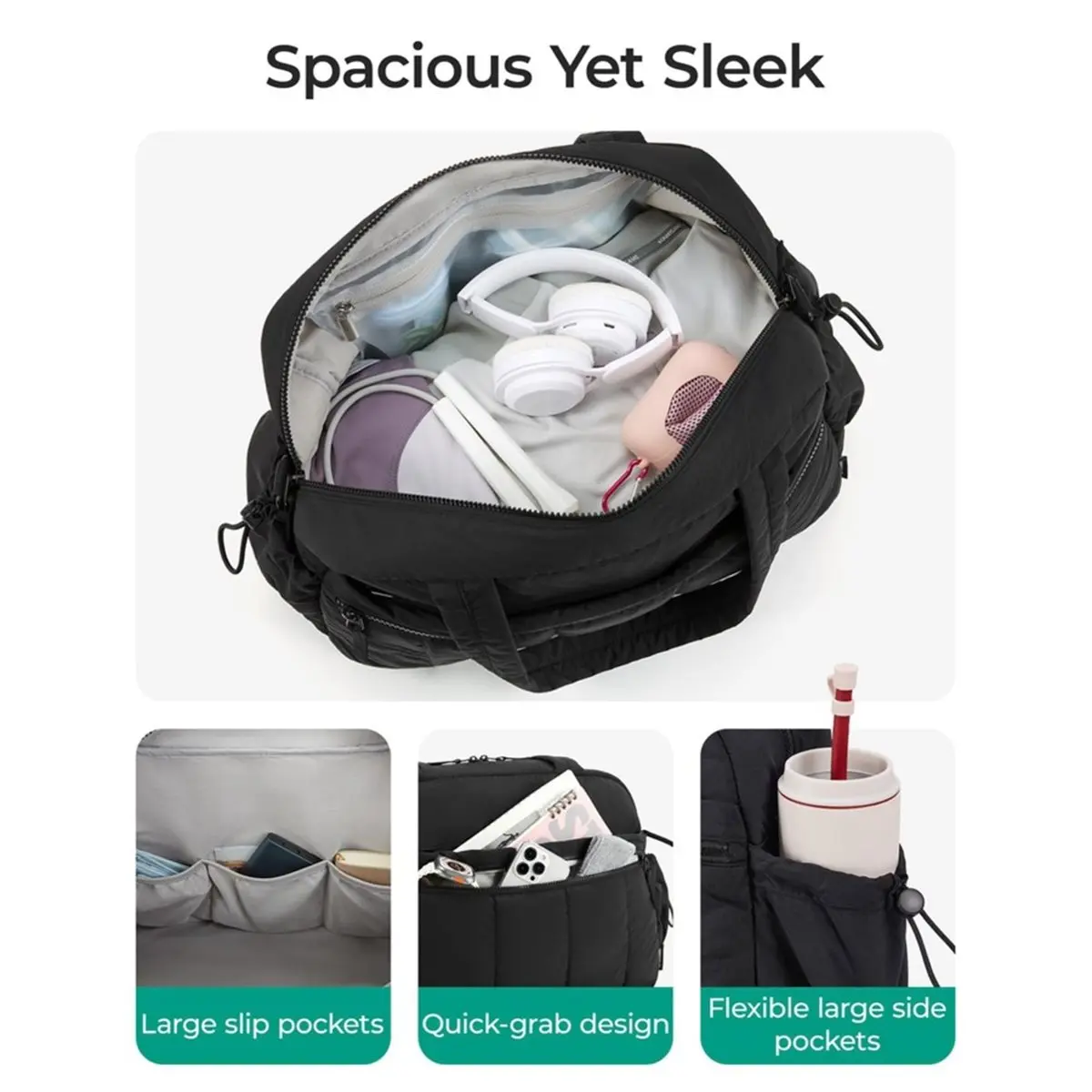 2026 Trend Gym Bag for Women Duffle Bag for Travel with Wet Pocket Cargo Carry on Duffel Overnighter Tote for Sports Yoga Black