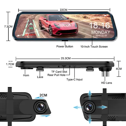 10 best sales rearview mirror dual channel recorder - №10
