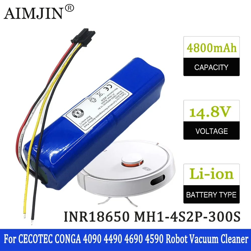 

New 14.8V 4800mAh Robot Battery For Cecotec Conga 5090 5490 4090 3090 Robotic Vacuum Cleaner 18650 4S2P Battery pack