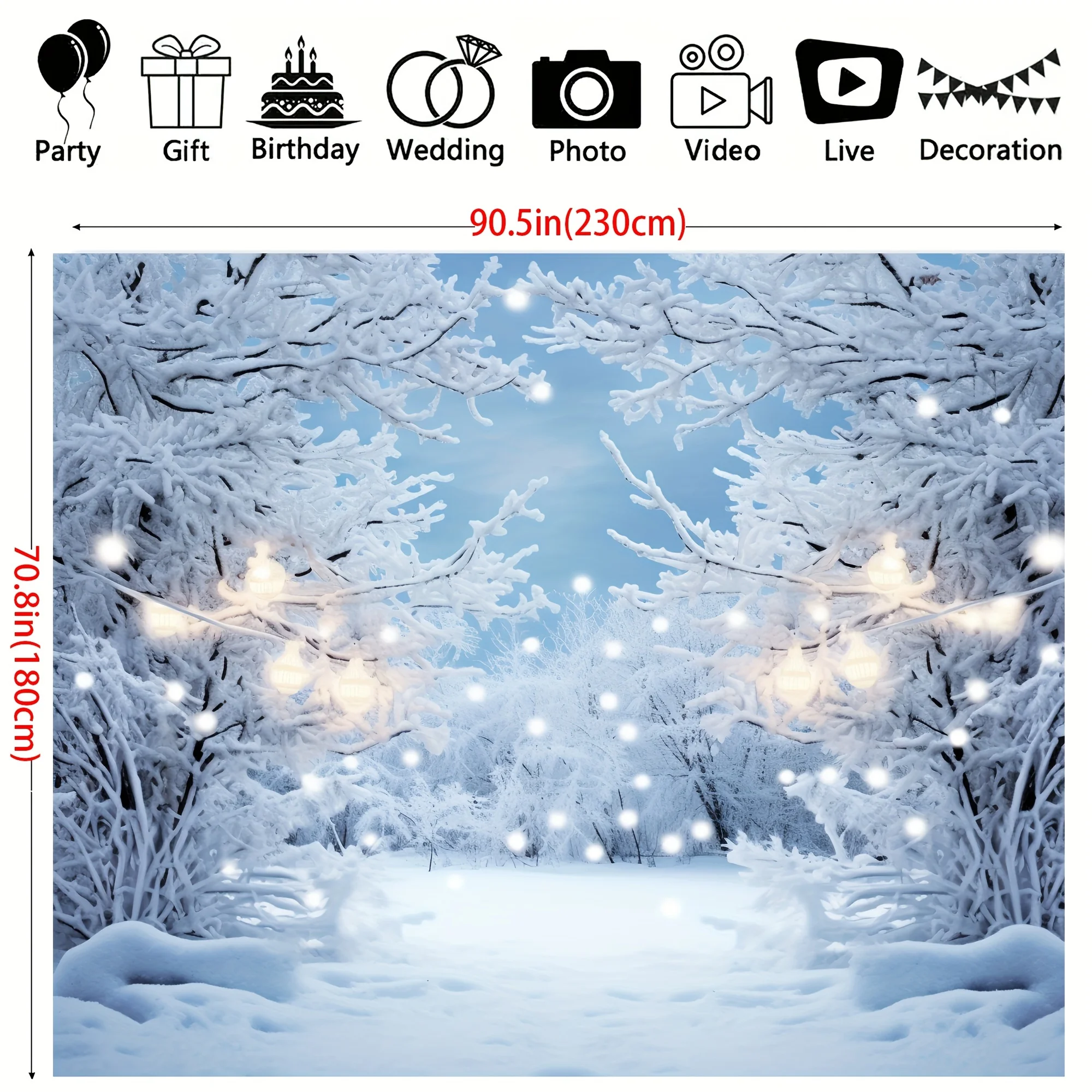 Winter scene Background Wonderland Snowflake Photography Background Snow Forest Christmas, party decoration supplies