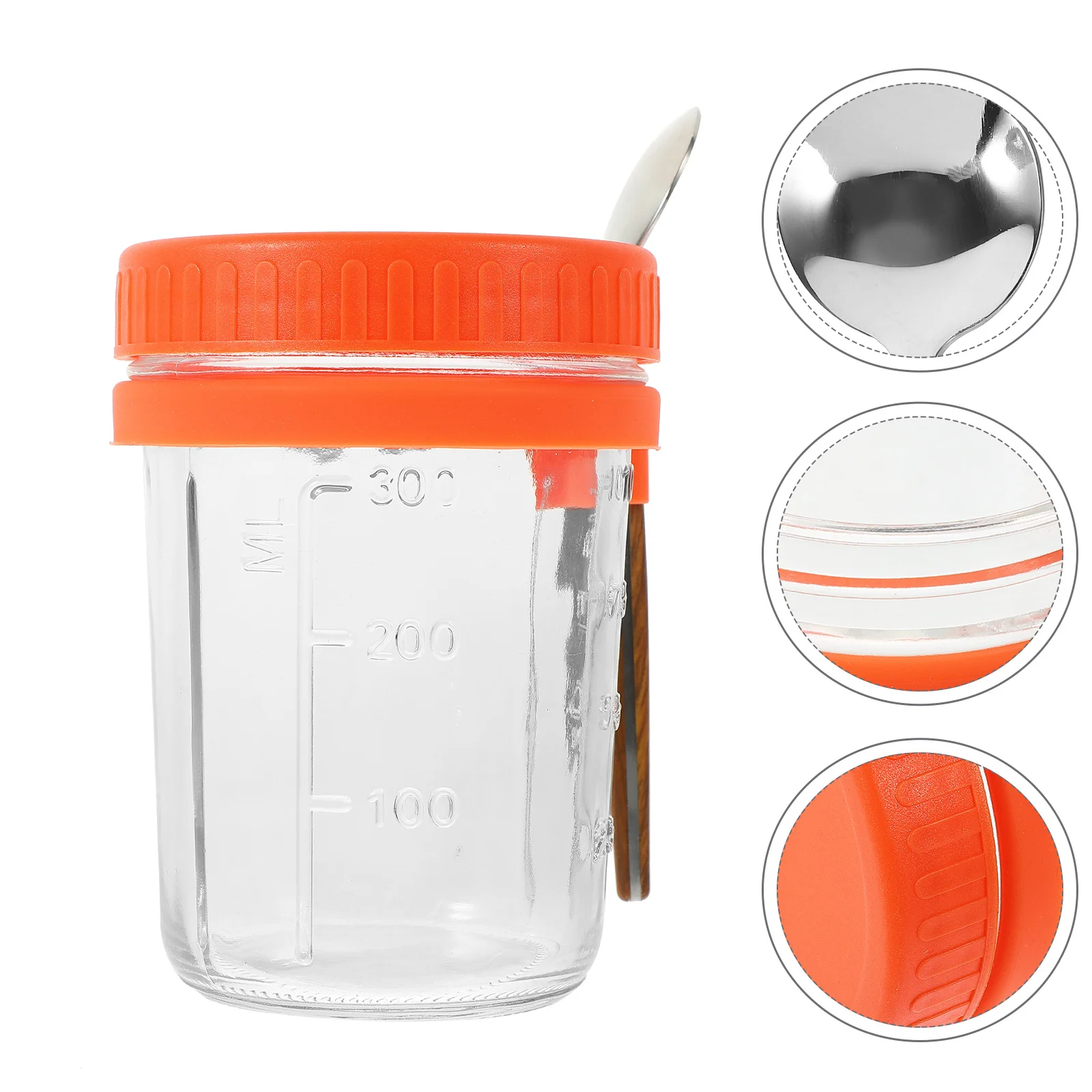

1Set Overnight Oats Cup Glass Jar Lid Spoon Airtight Container Household Breakfast Cup Portable Snack Food Storage