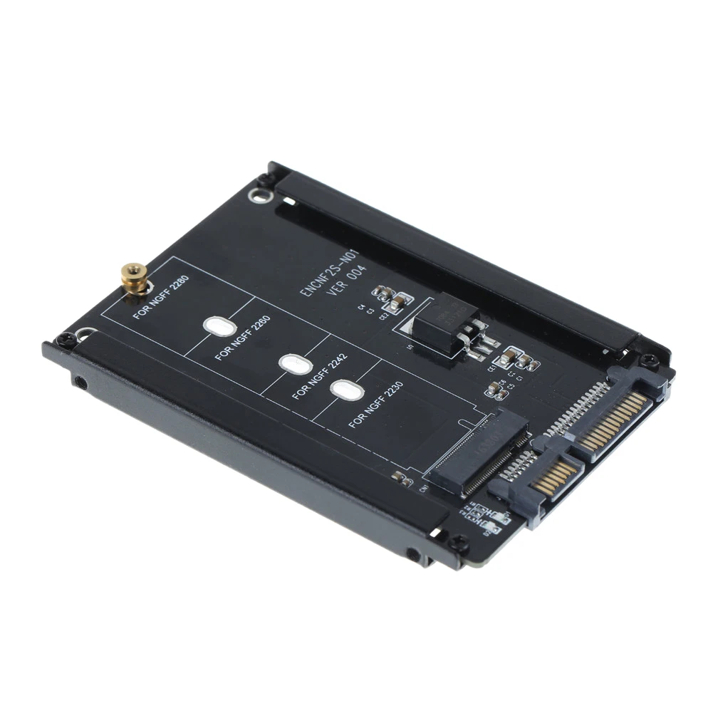 Black Case CY B+M Socket 2 M.2 NGFF (SATA) SSD to 2.5 SATA Adapter for 2230/2242/2260/2280mm M2 SSD