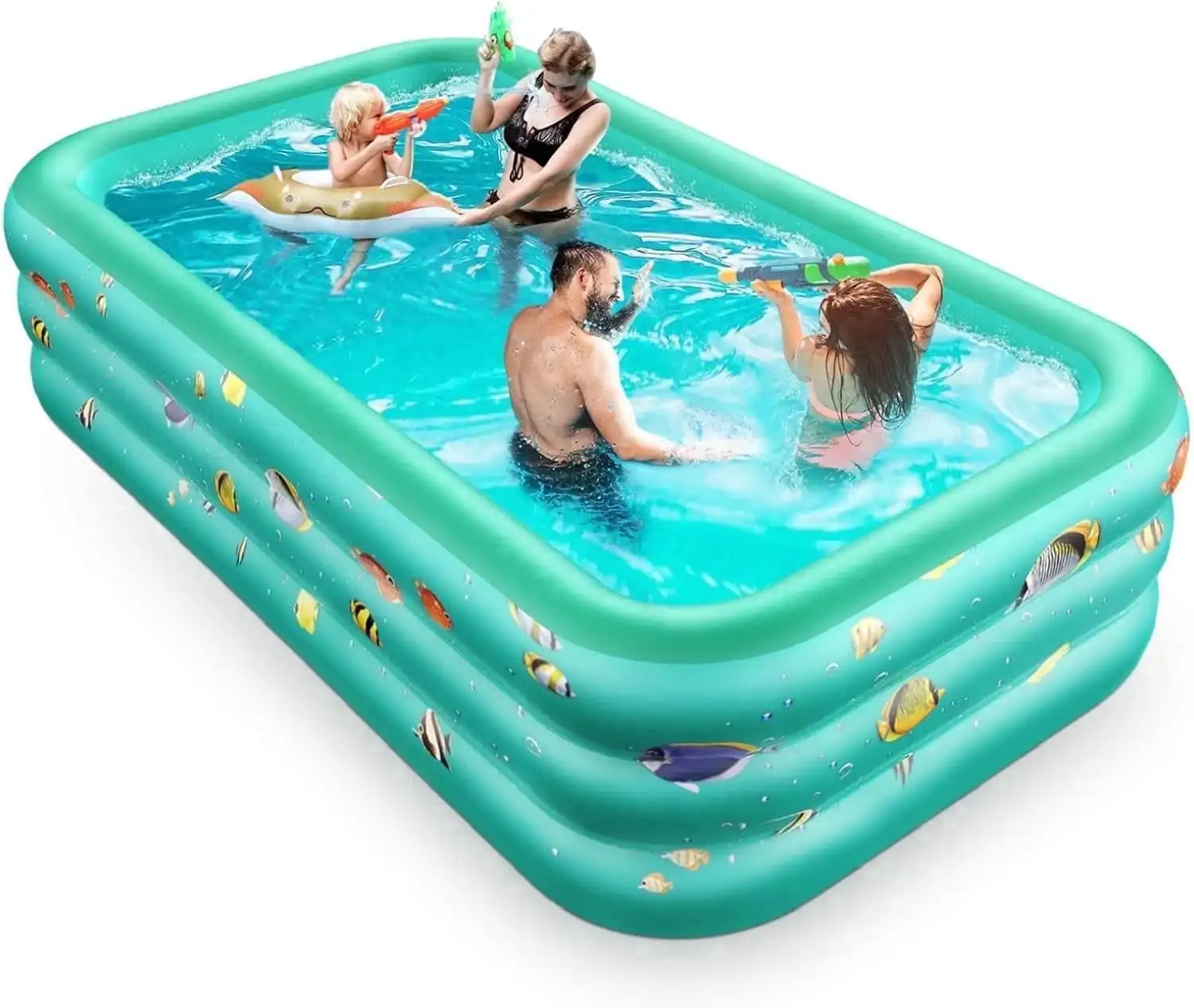 Inflatable Pool 9.83x6x1.83ft Rectangular Family Swimming Pool for Kids Adults Thickened