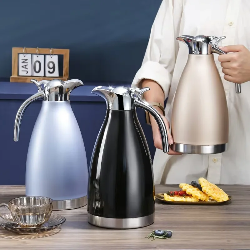 バー、ホームオフィス用の2リットル高品質ステンレススチール魔法瓶ポータブル真空断熱コーヒーメーカー