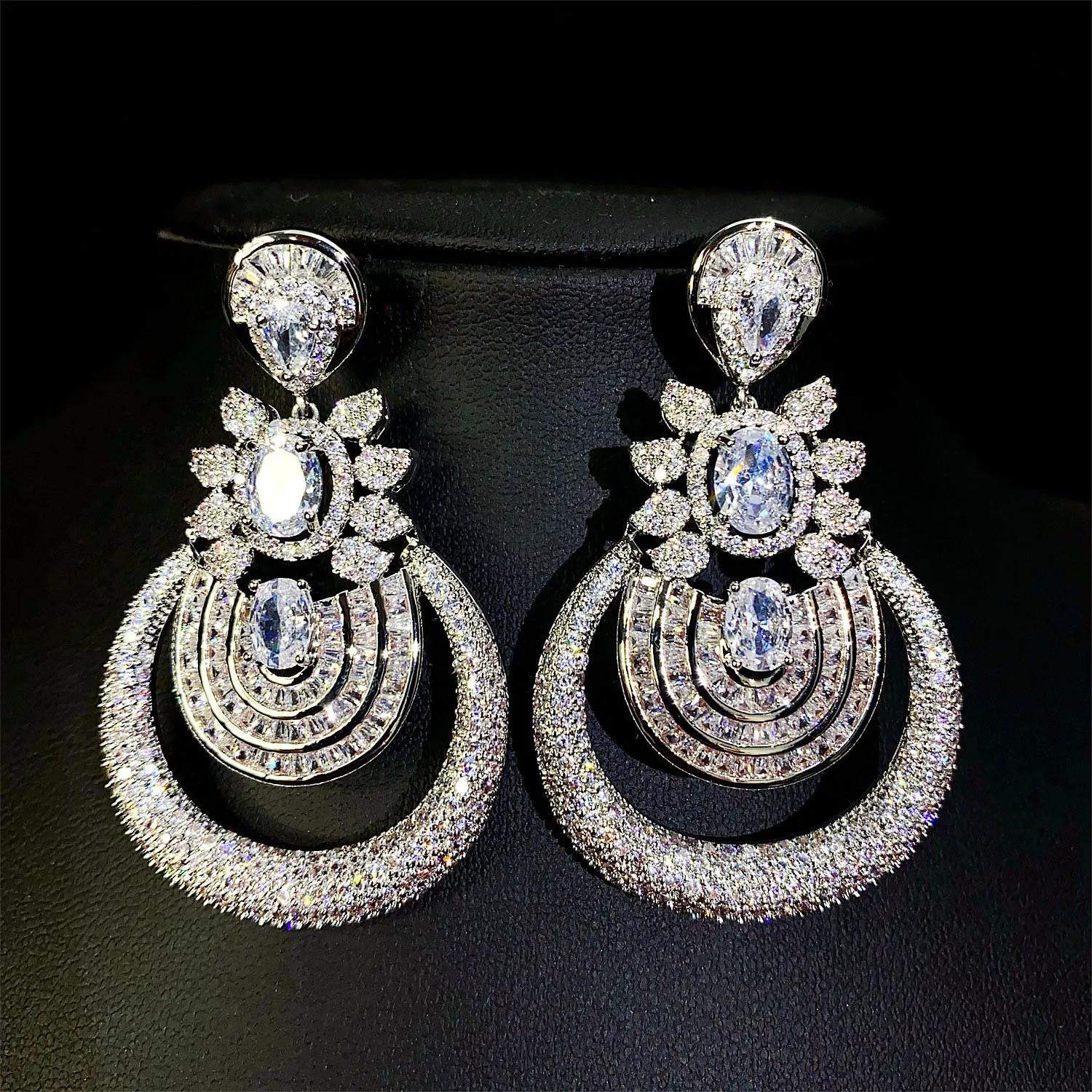 

Deluxe Temperament Multicolour White Earrings Women's Costume Jewellery Set Banquet Host Bridal Wedding Dubai Accessories E269