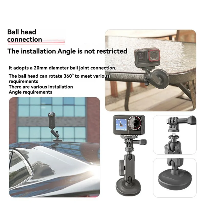 -A96Z Universal Metal Arm Clamp Bracket For Gopro Magnetic Camera Mount Magnetic Suction Base For DJI Insta360