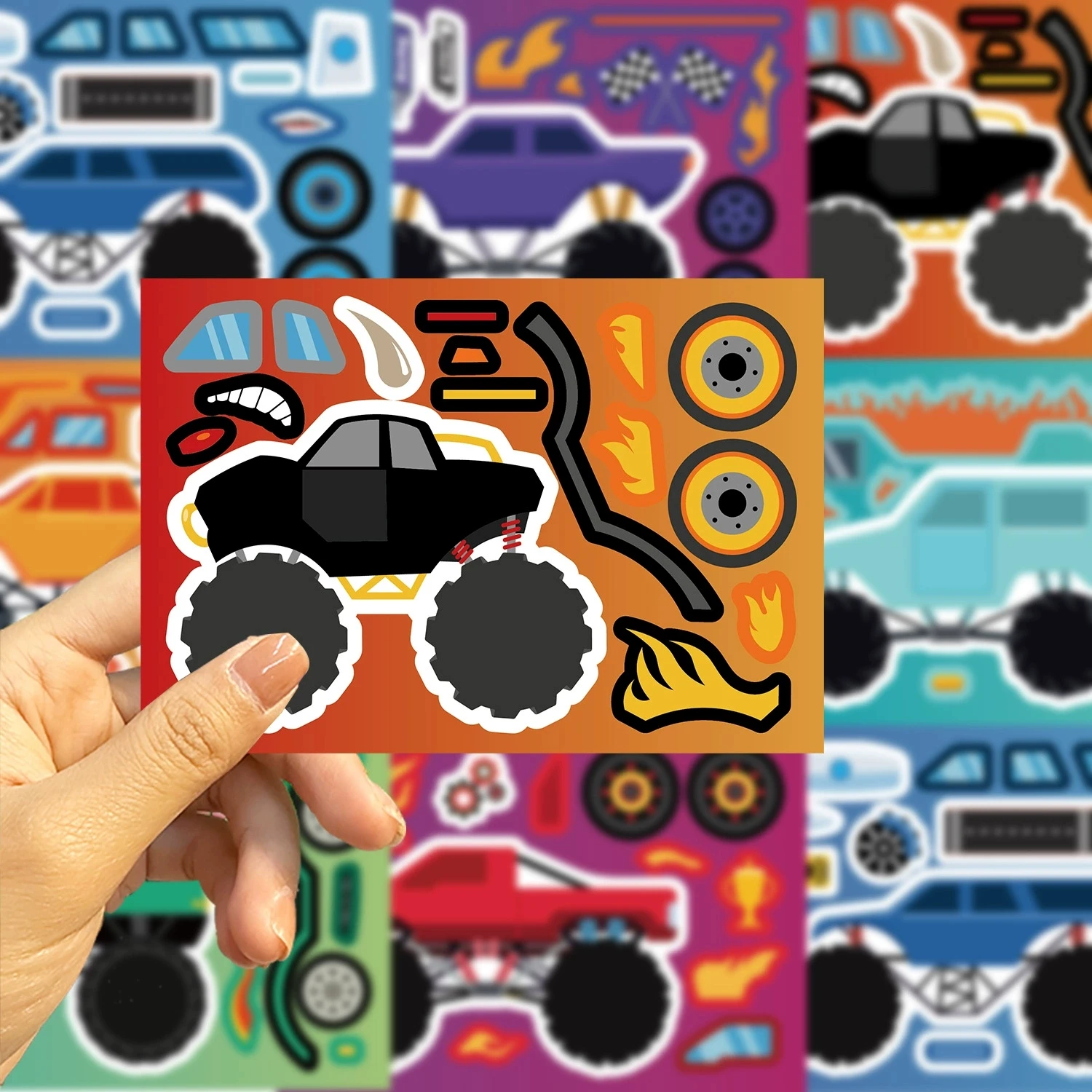 8/24 قطعة سباق الرسوم المتحركة جعل وجه DIY لوح التزلج الهاتف المحمول قلم رصاص القرطاسية الاطفال الديكور مكافأة ملصق مضاد للمياه