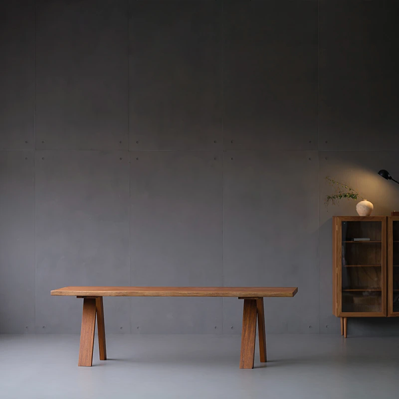 

Solid wood wabi-sabi style large board dining table, suitable for dining and living room furniture