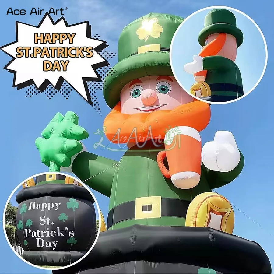 

Гигантский стоячий надувной лепрекон с изображением Святого Патрика для наружных украшений