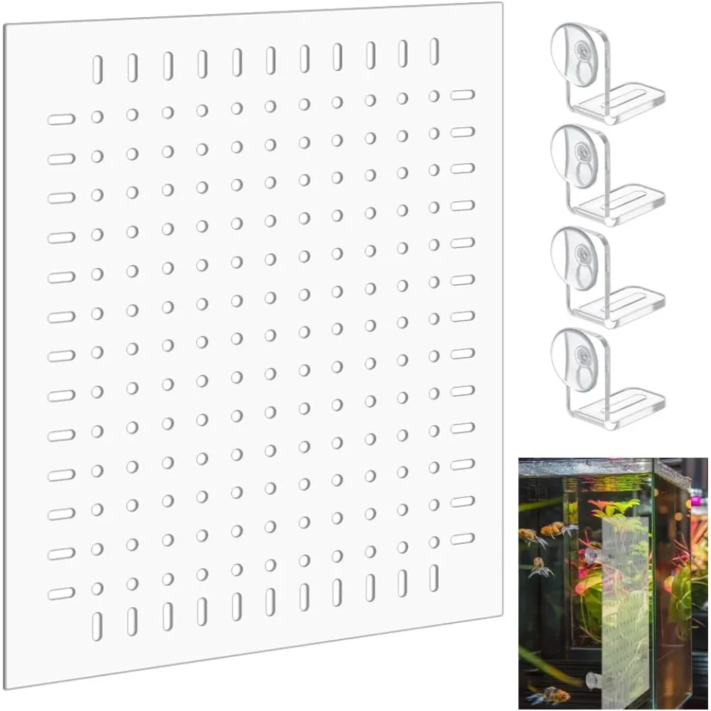 Acryl Aquarium Teiler Kit Klar Aquarium Teiler Aquarium Separator Set mit Saugnäpfen Isolation Grid Board Flapper