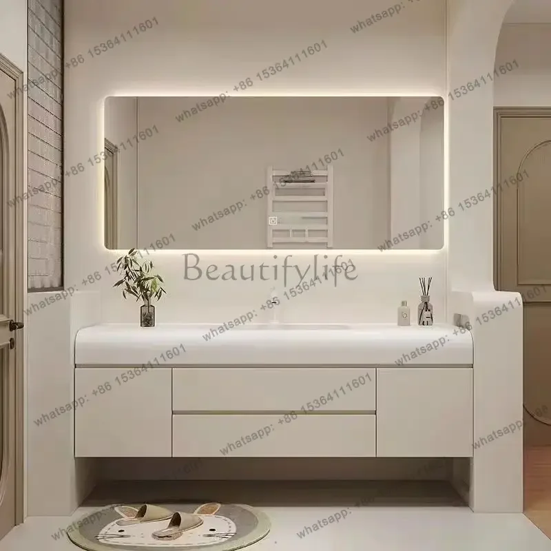 Rock Integrated Bathroom Cabinet Fashion Luxury Washbasin Bathroom Vanity Display Gabinete Hotel Bathroom Furniture