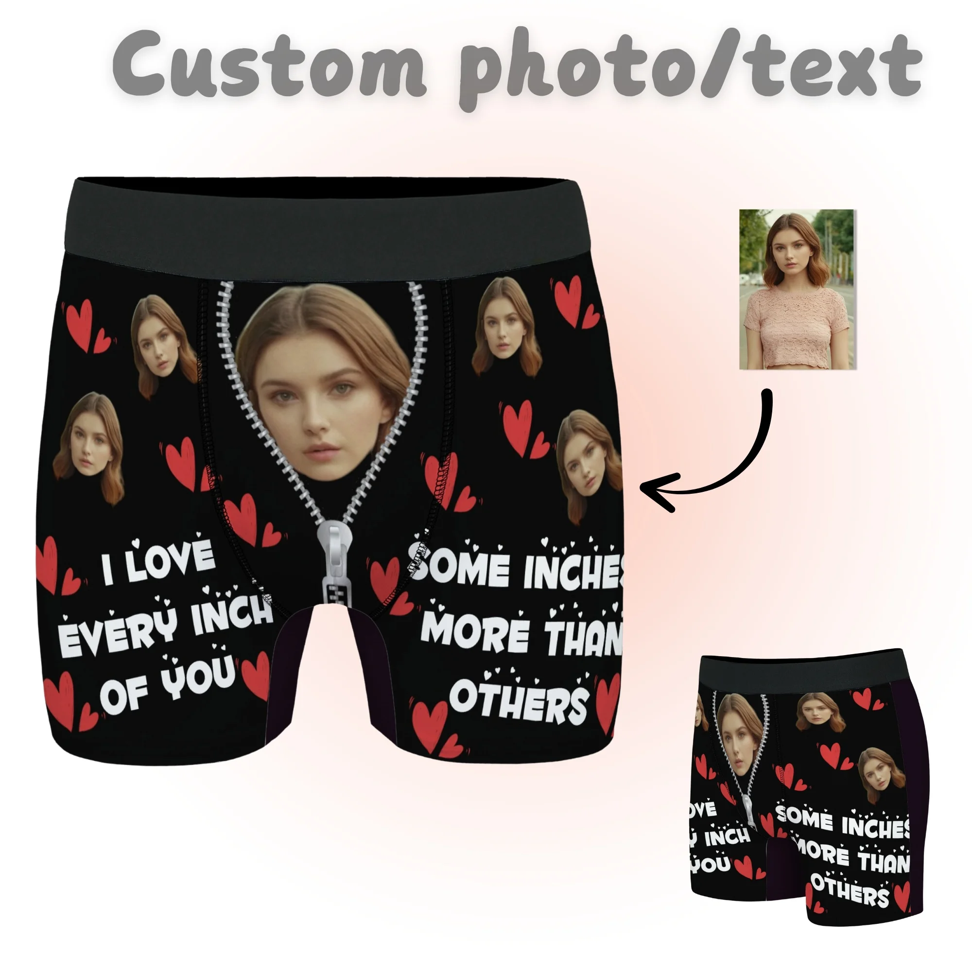 

Custom DIY men's underwear novelty and fun personalized text photo DIY face design anniversary gift boyfriend husband father