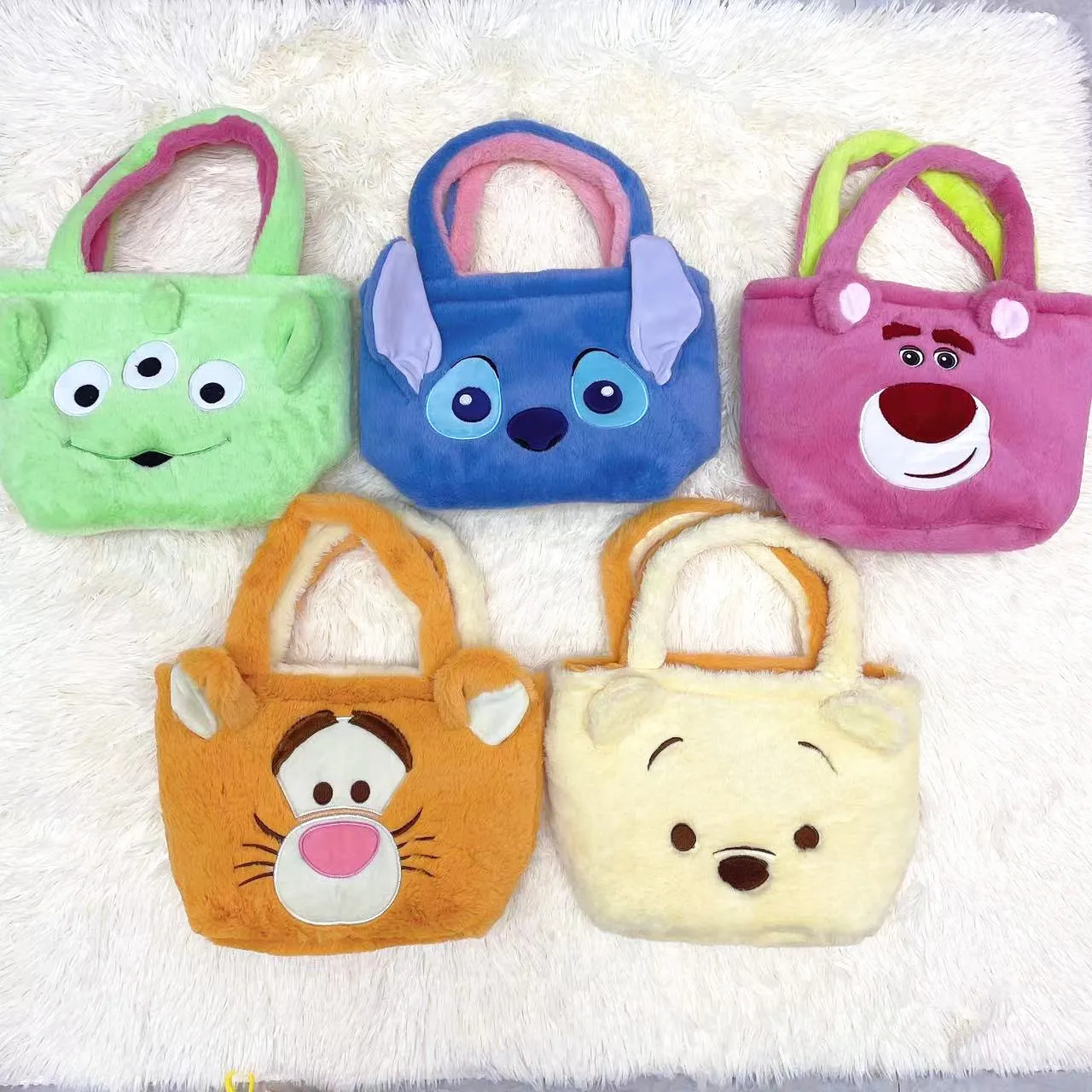 Disney Stitch Lotso Bear Winnie W0021 Fashion Anime Shoulder Bags Handbag Plush Cartoon Casual Messenger Bag Girl Child Gift