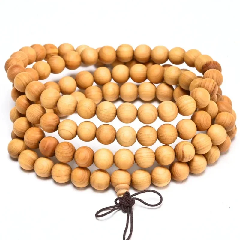 108 Natural Taihang Mountain Cliff Cypress Wood Bracelets Prayer Mala Yoga Medication Rosary Buddhist Thuja Bear Rosary Necklace