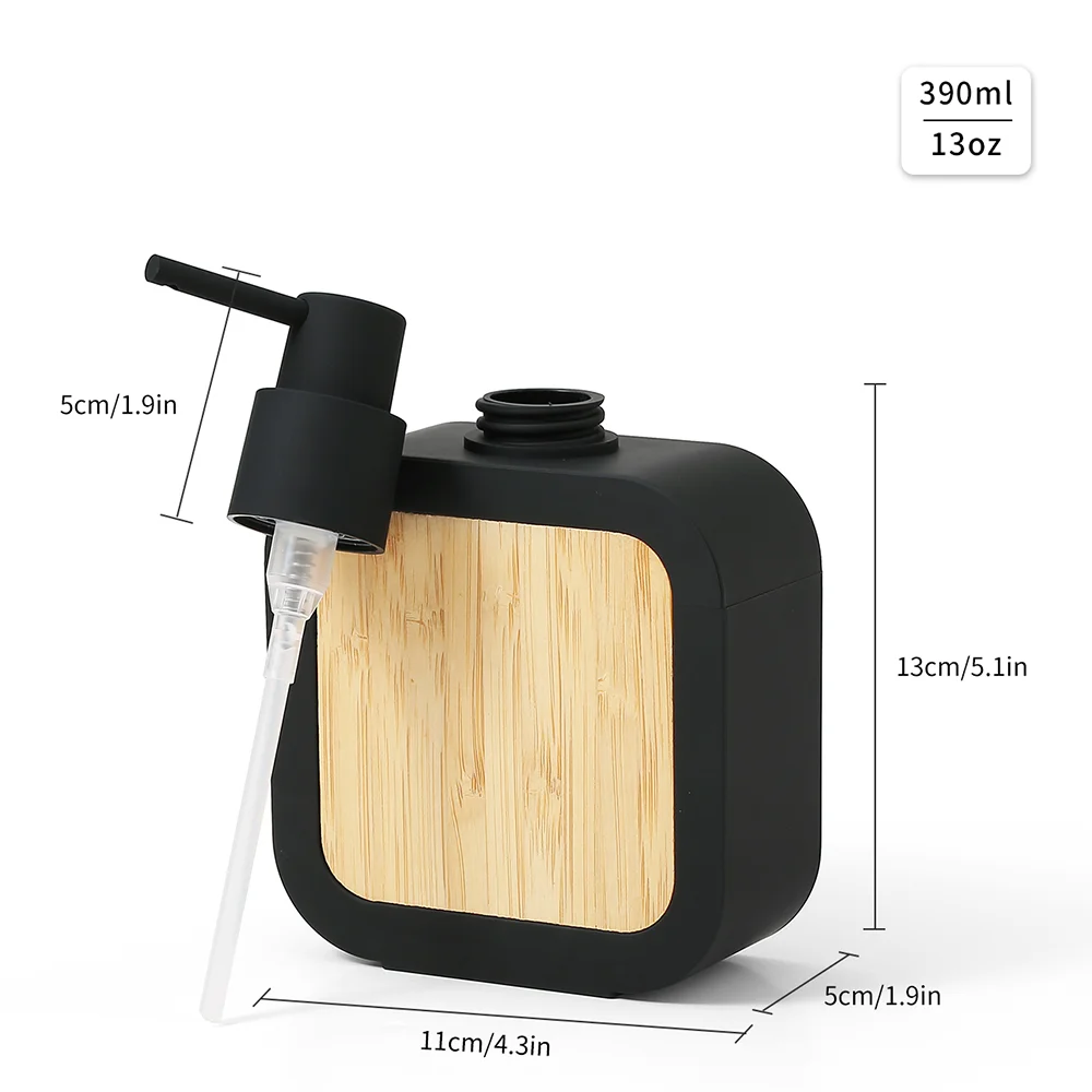 Elegant Soap Dispenser with Bamboo Decoration - Rust-Resistant Pump for Bathroom Hand Soap and Kitchen Dish Soap