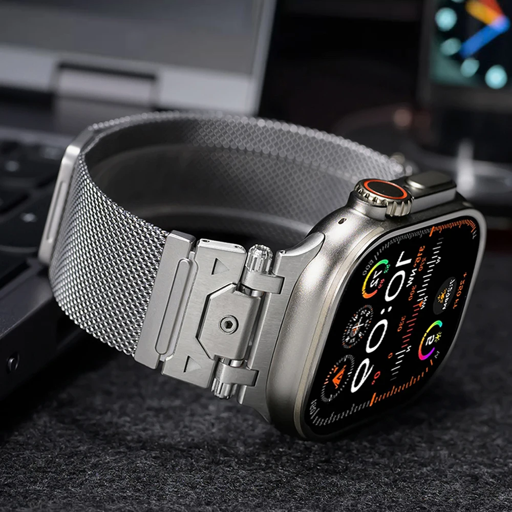 Luxury Stainless Steel Wristband for Apple Watch Series 10 46mm Ultra 49mm Milanese Loop Strap for Series 9 8 7 6 5 4 45mm 44mm
