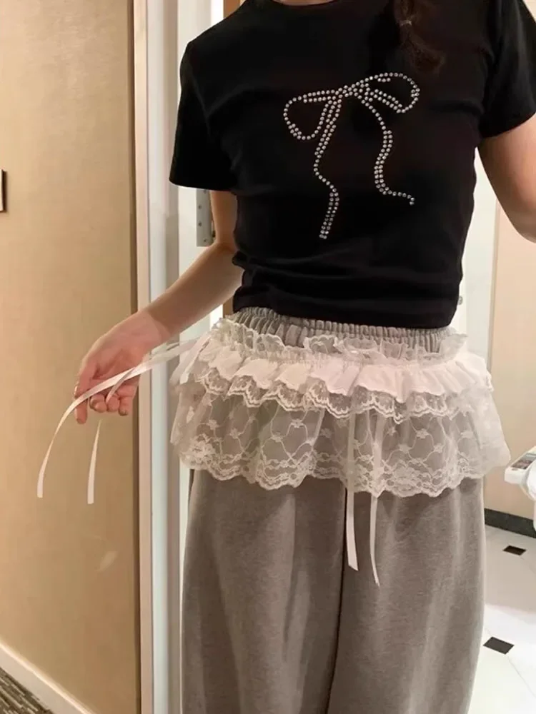 

Series Solid Lace-up Fart Curtain Women Wooden Ear Short Apron Curtain Expansion Skirt Stacked Outer Wear Half-Length E6317