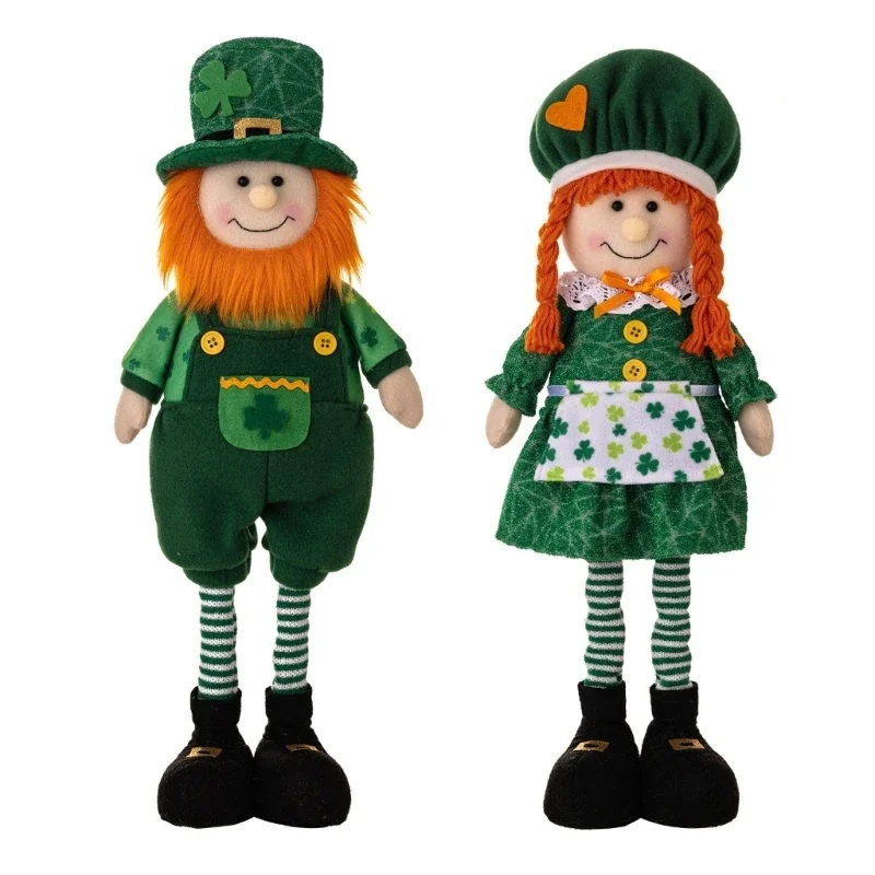 StPatrick's Day Gnomes Irish Leprechaun Tomtes Plushes Handmade March Nisse Elf Dwarf Farmhouse Tiered Tray Ornaments