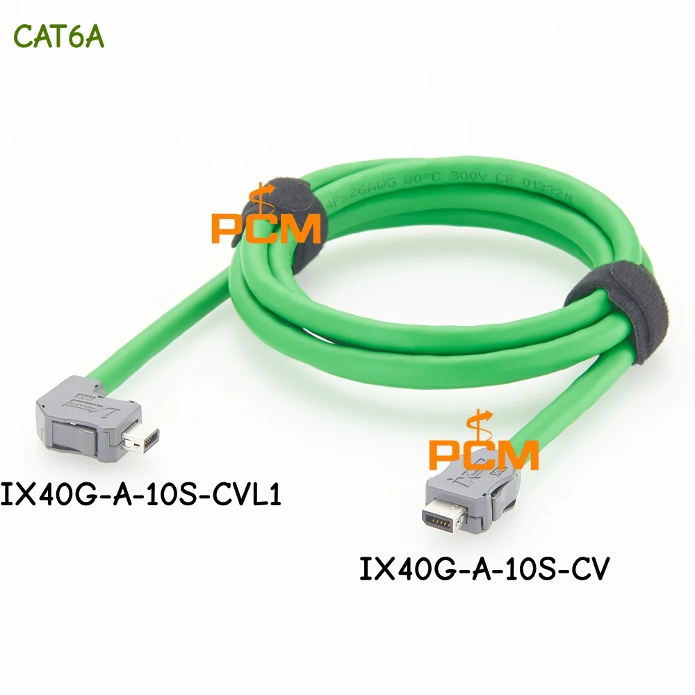 CAT6A IX Industrial Ethernet Cable IX40G-A-10S-CV to IX40G-A-10S-CVL1 Right Angle Downward Connector High Flex Cable for PLC