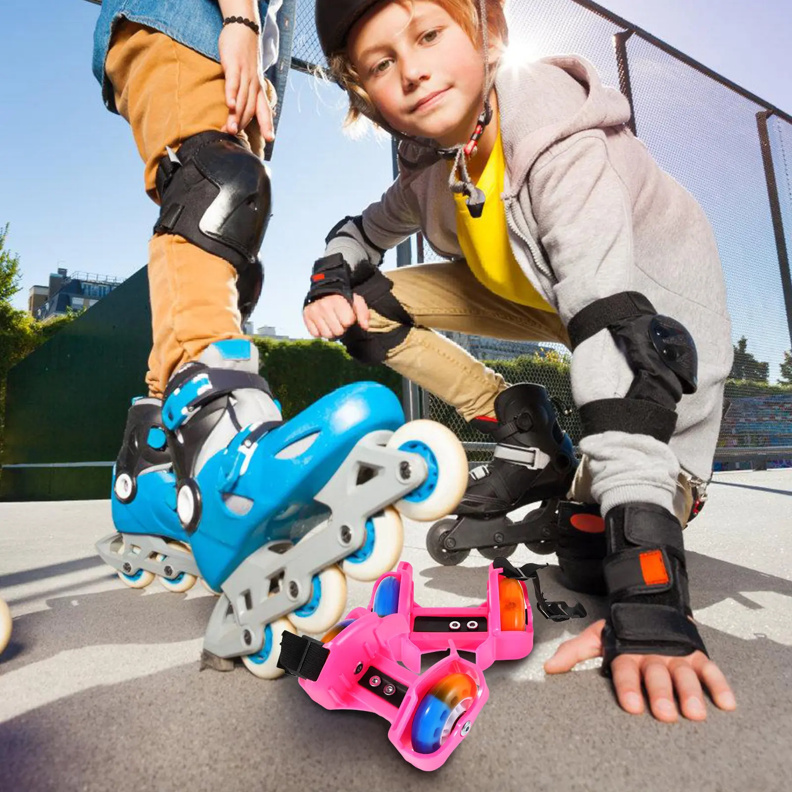 

Пара светящихся роликовых кроссовок для детей: светящиеся роликовые коньки для мальчиков и девочек, обувь для активного отдыха, обувь для начинающих роллеров