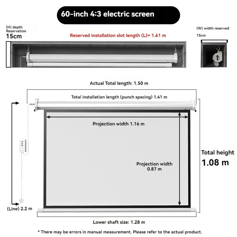 Projection Screen Electric Home Remote Control Automatic Lifting Light Wall Hanging Screen Bedroom Home Theater Projection