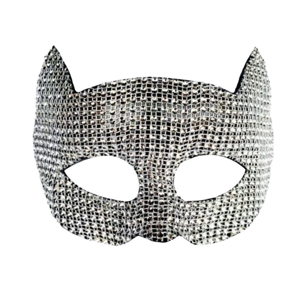 

Fashion Plastic Halloween Mask Rhinestone Sparkly Cat Ear Half Face Mask Lightweight Shiny Masquerade Eye Mask Wedding