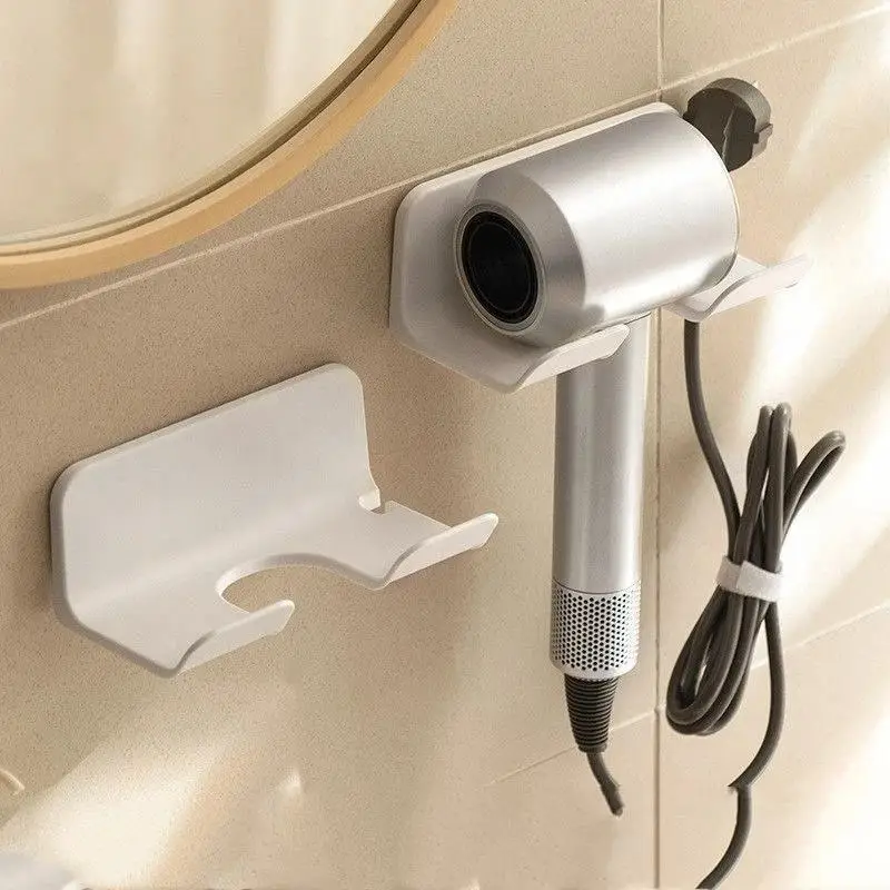Hair Dryer Storage Rack Non-Perforated Self Adhesive Waterproof Wall Mount Holder for Home Bathroom Organizer
