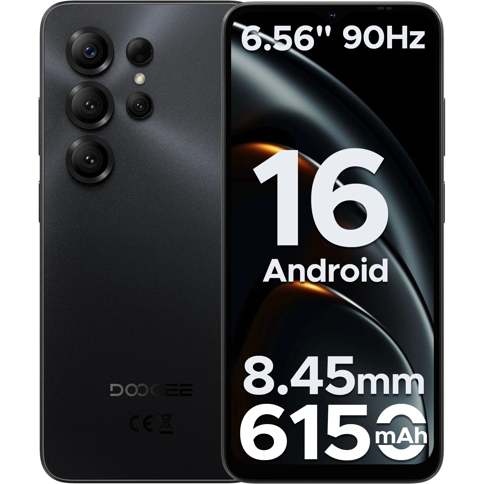 DOOGEE Note56 X - Globale Versie, Android 16 Smartphone, 6.56" scherm, 6150mAh batterij, 24GB RAM (3+21), 64GB opslag, ondersteuning gezichtsherkenning