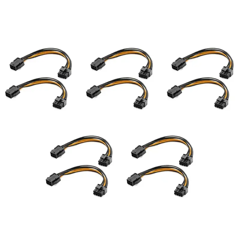 10 Pack Graphics Card 6 Pin To 8 Pin Pcie Adapter Power Cable (GPU Video Graphics Card Power Cable) 7.8 Inch-Y18A