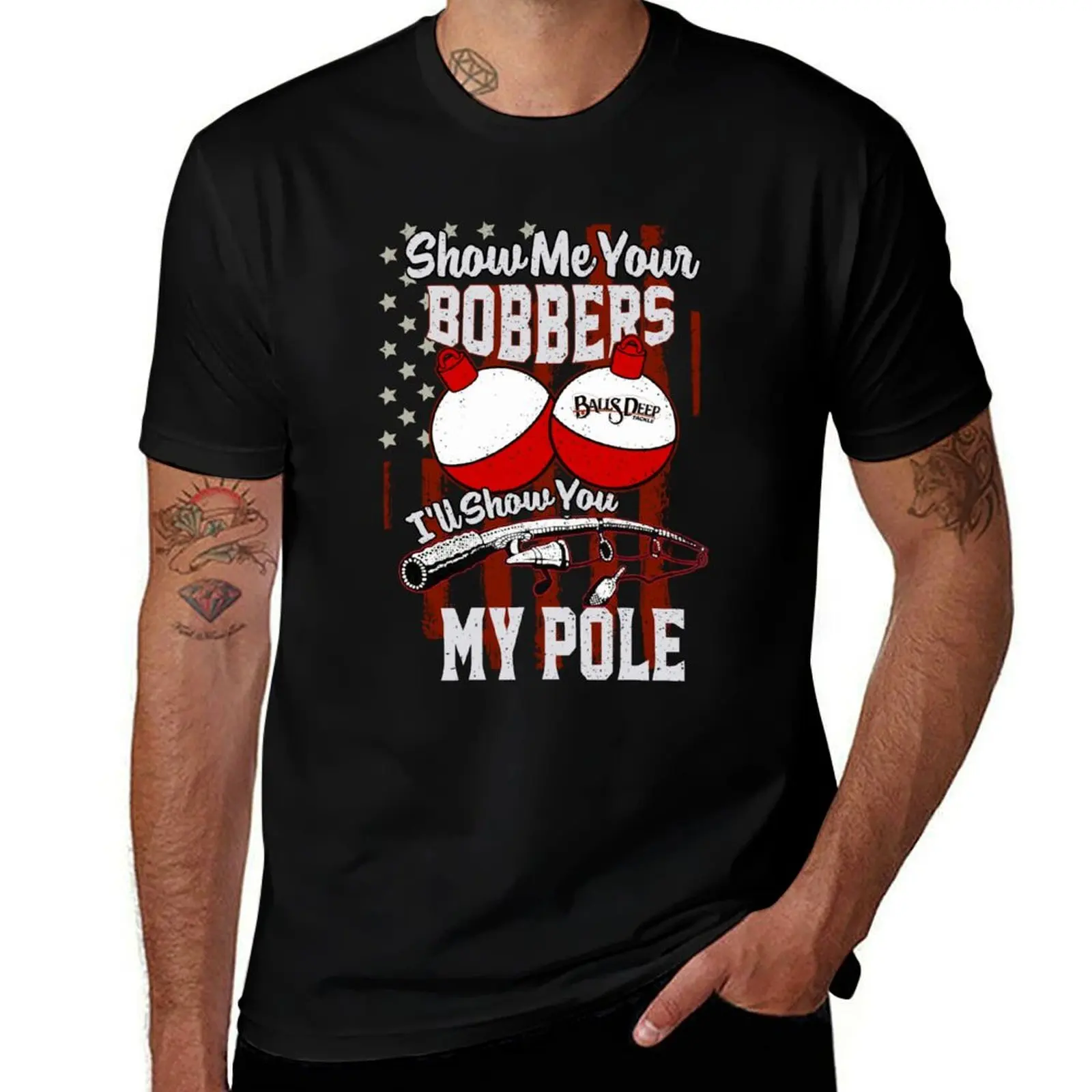 American Flag Show Me Your Bobbers I'll Show You My Pole Shirt T-Shirt Lightweight Basic Short Sleeve Shirt T-Shirt