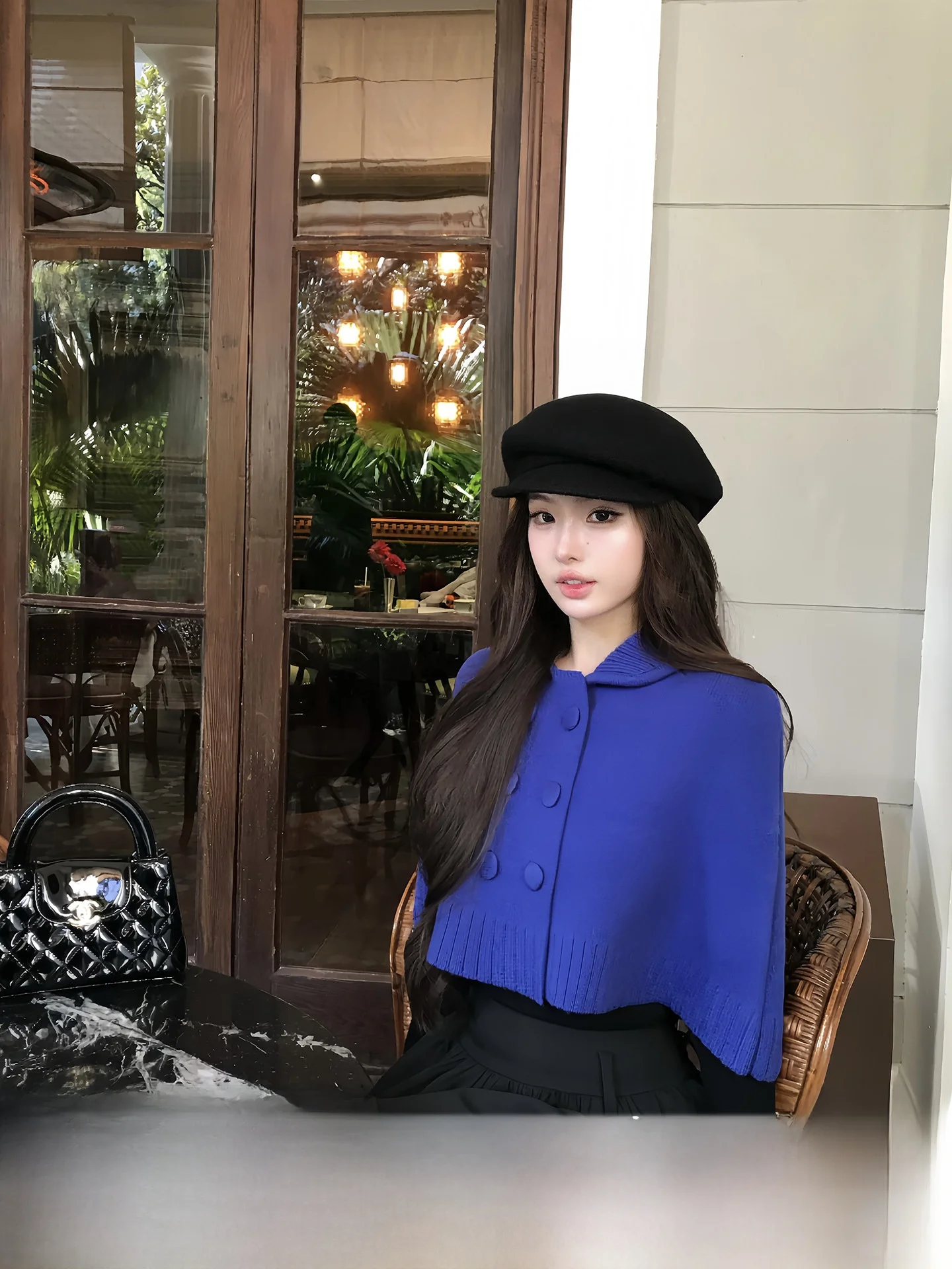 

Женский шерстяной плащ-накидка с двойным рядом пуговиц из золота и нефрита, мягкий вязаный однотонный топ Svel Top Ciwalk