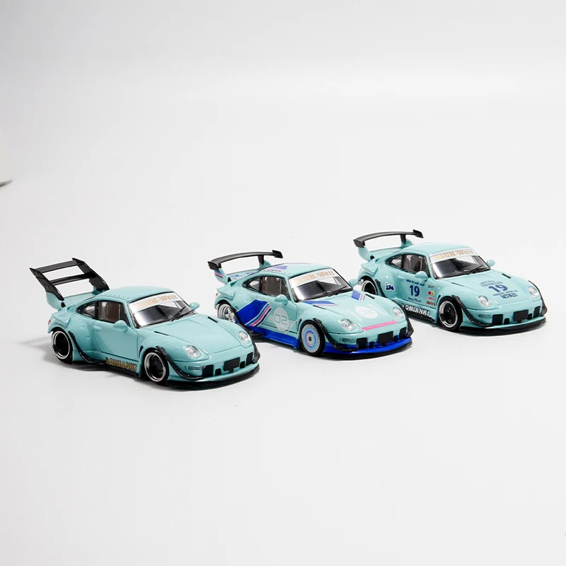 SW  Street Weapon 1:64 RWB 993 Noctilucent Baby Blue Diecast Diorama Car Model Collection Miniature