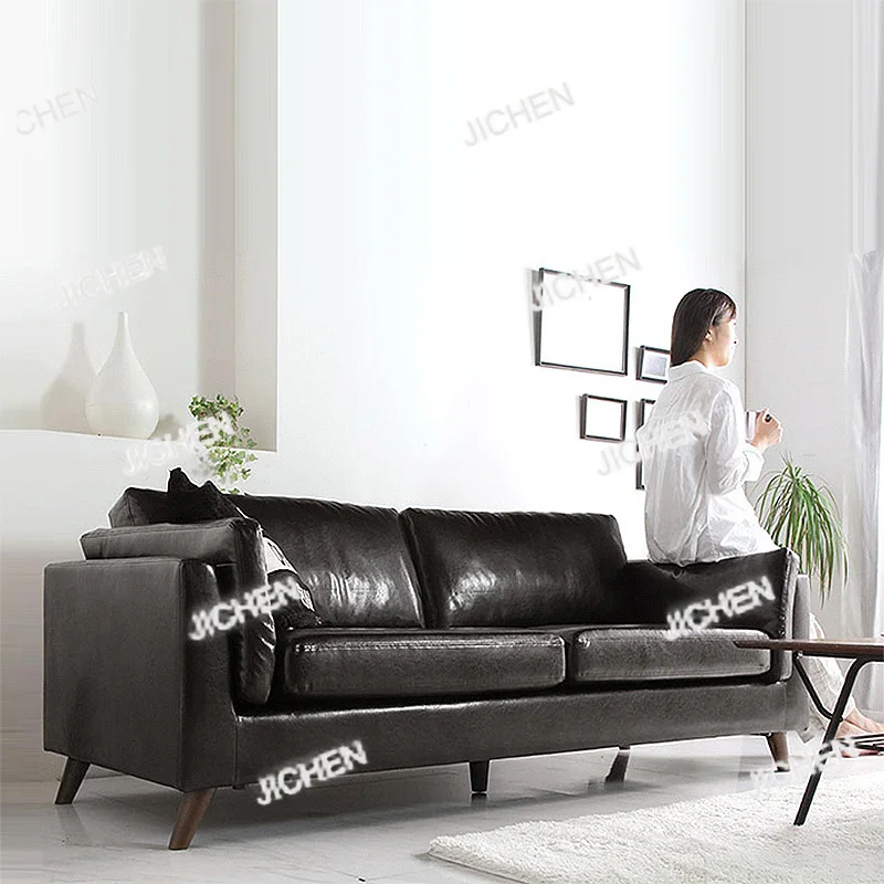 

Скандинавский кожаный диван, маленькая квартира, простая гостиная, двойной, тройной, простой, современный магазин, квартира, спальня e****mical