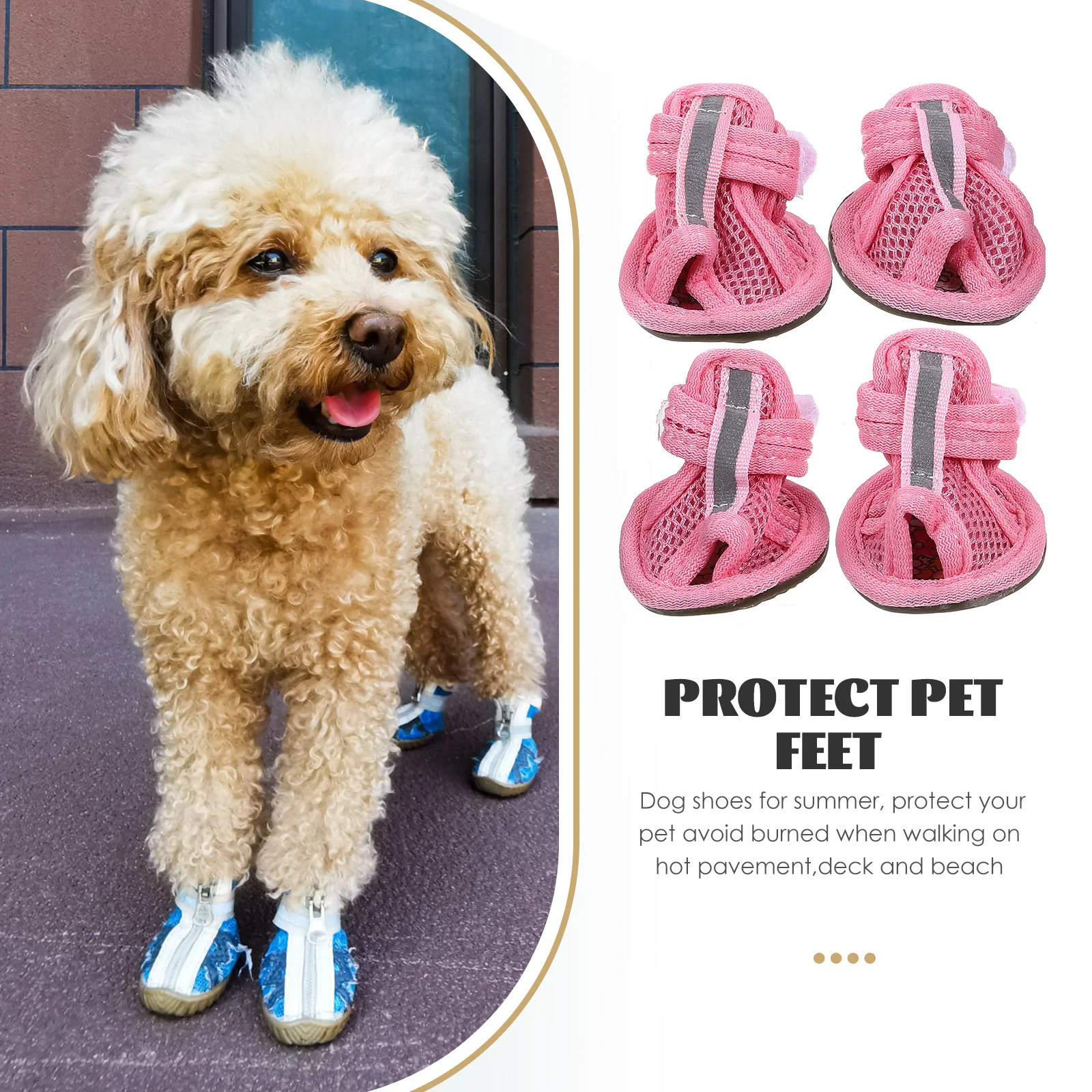 

4 Pcs Sandals Shoes for Hot Pavement Breathable Cooling Mesh Sneakers Pet