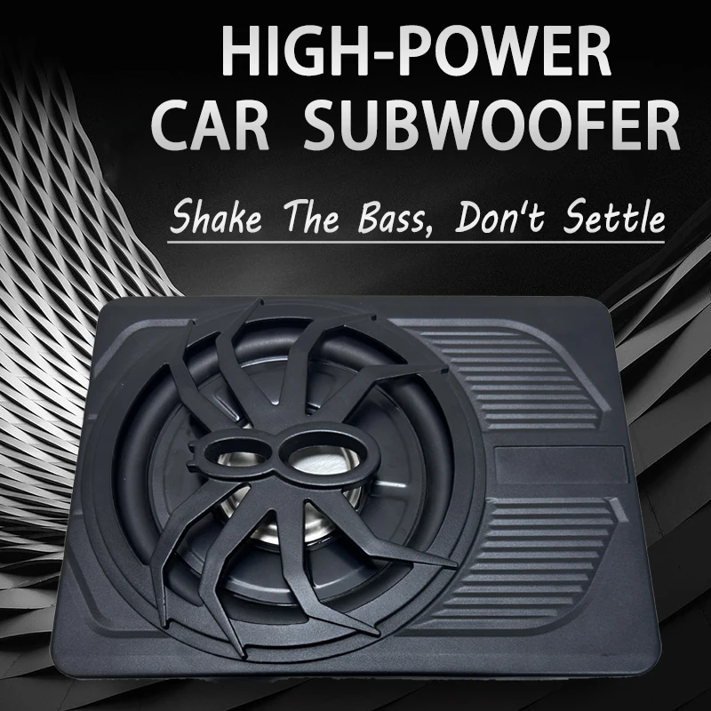 10-Inch 600-Watt Slim Under-Seat Powered Car Subwoofer, High-Power, Low-Distortion Amplifier, Excellent Heat Dissipation.