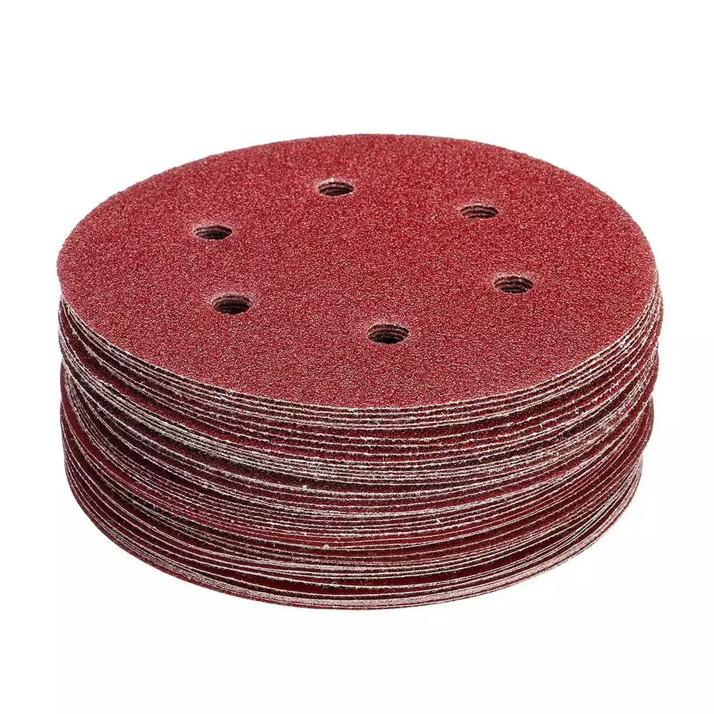 5pcs 225mm Sandpaper 6 Hole Sanding Paper 40-2000grit Electric Wall Polisher Accessories Sanding Discs Sandpaper Abrasive