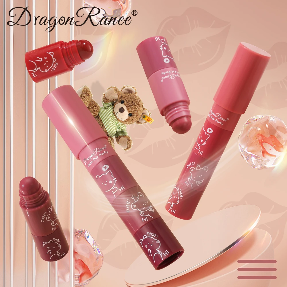 Four-Section Lipstick Autumn and Winter Matte Velvet Matte Lip Gloss Long-Lasting Makeup Effect Whitening Complexion Lip Gloss W