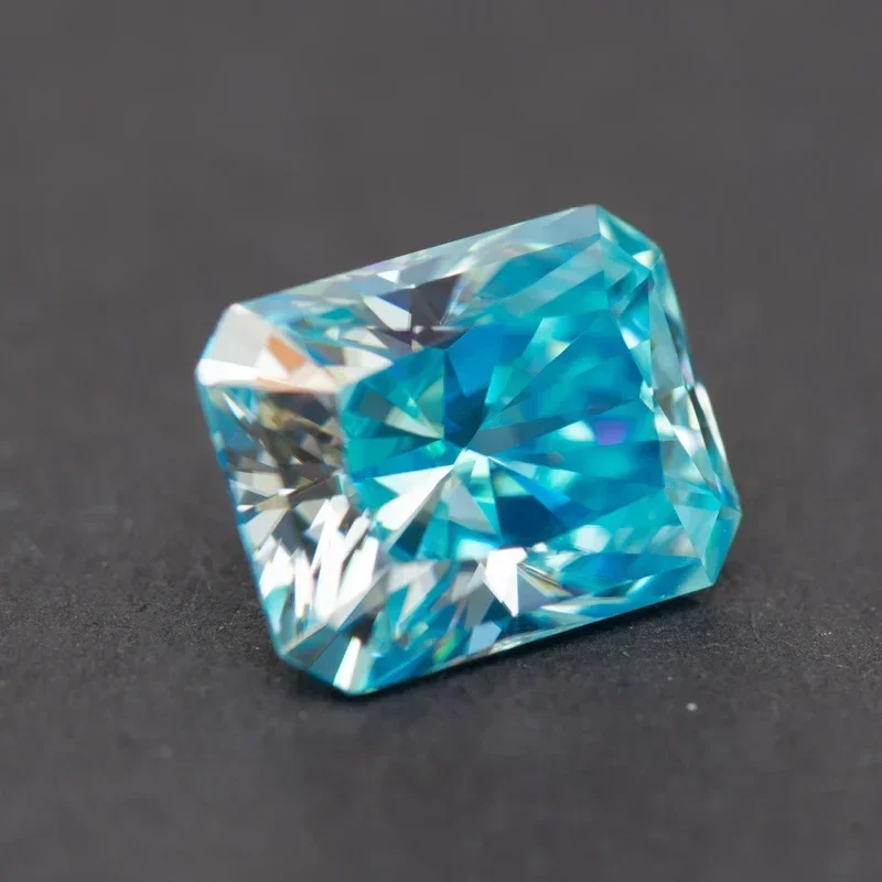 Pedra moissanite corte radiante aquamarine cor vvs1 com certificado gra para contas de amuletos de pedras preciosas materiais de fabricação de joias superiores