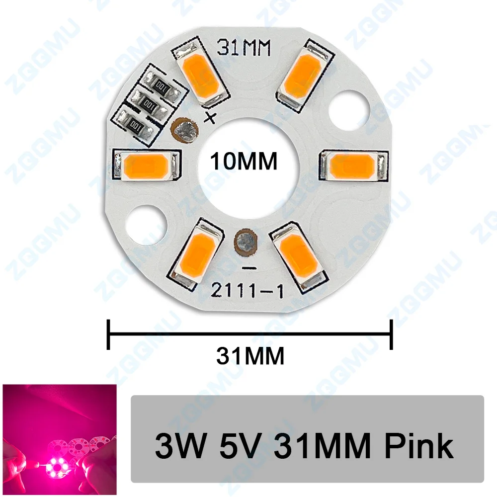 10PCS DC5V 3W 5730 SMD LED Round Lamp Beads Red Green Blue White Warm Pink Purple For DIY 3D Printed Lights USB Bulb Holder Chip image 5