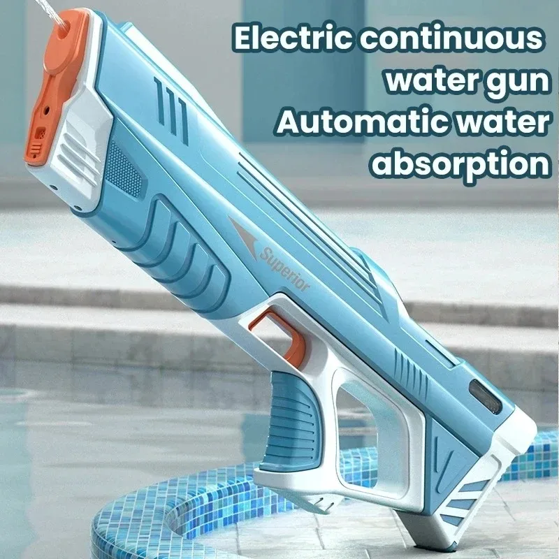 Pistola de agua eléctrica de succión totalmente automática, pistola de juguete de alta presión para piscina, playa de verano, juguete al aire libre