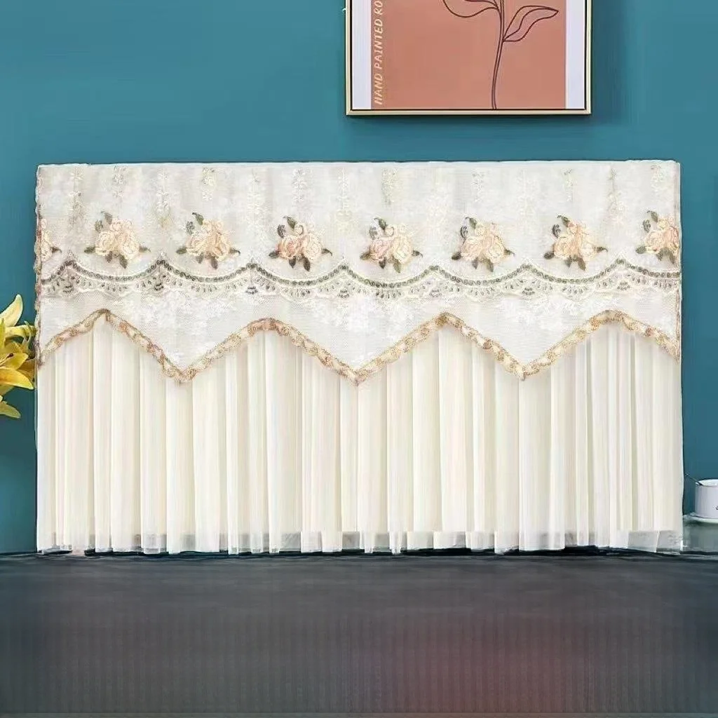 

2026 New Lace TV Dust Cover Wall-Mounted No-Remove Design for 65-Inch LCD/LED TVs Dustproof Home Fabric Protection Cover