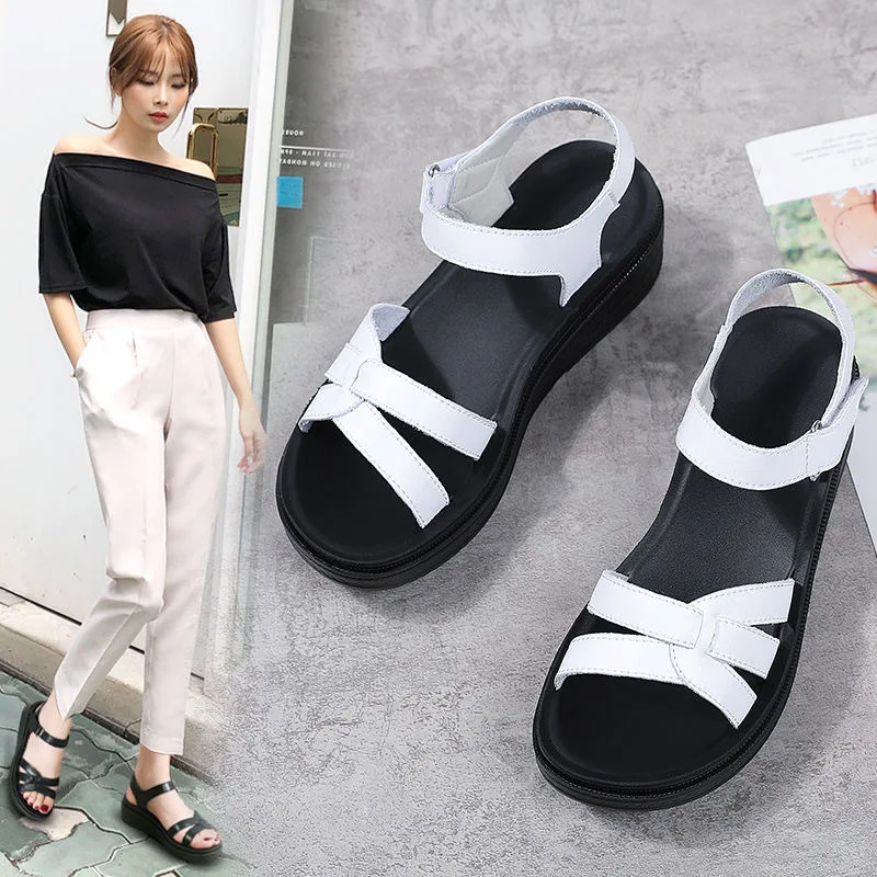 35-40 Fashion Lady Sandals Women 2022 Shoes for Women Platform Sandals Ladies Sandals Genuine Leather Summer Wedges Casual Shoes