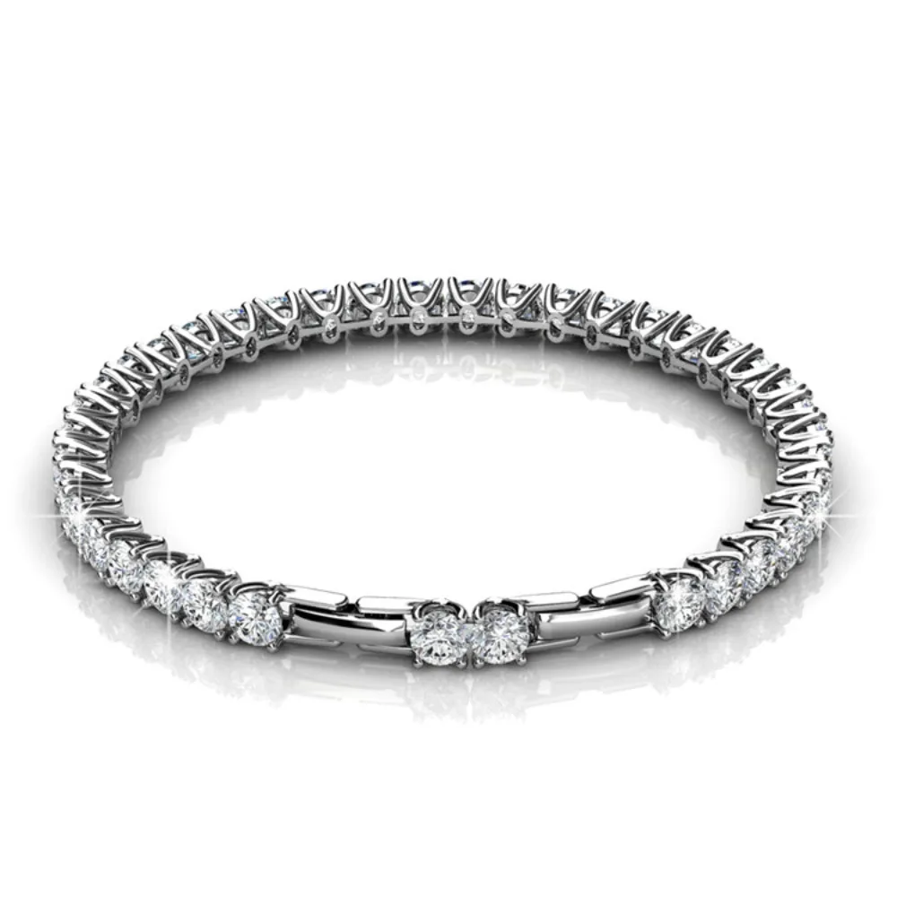

Tenнисный браслет Daisini, украшенный кристаллами Swarovski премиум-класса, высококачественная латунь с покрытием из белого золота 18 карат