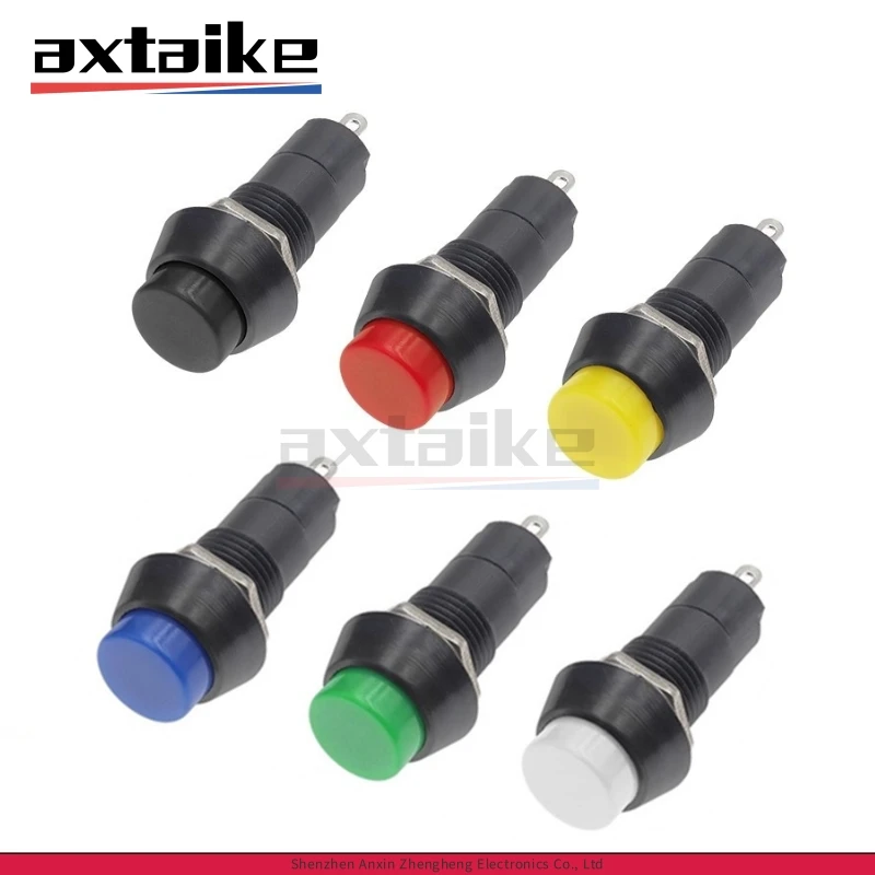 

10PCS 12mm Push Button Latching Switchs PBS-11A Self Locking PBS-11B No Lock 1A 250V AC 2Pin Red Green Yellow Blue Black White